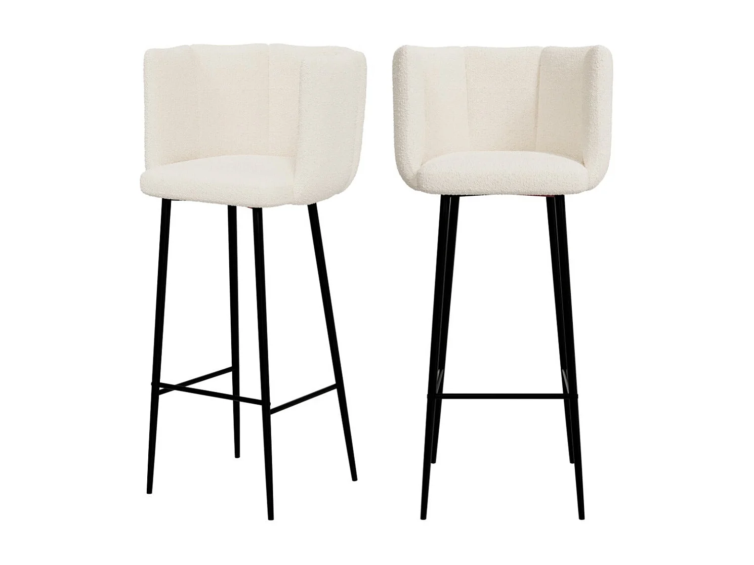 Lot de 2 chaises de bar en tissu bouclé beige 75 cm - Rosy