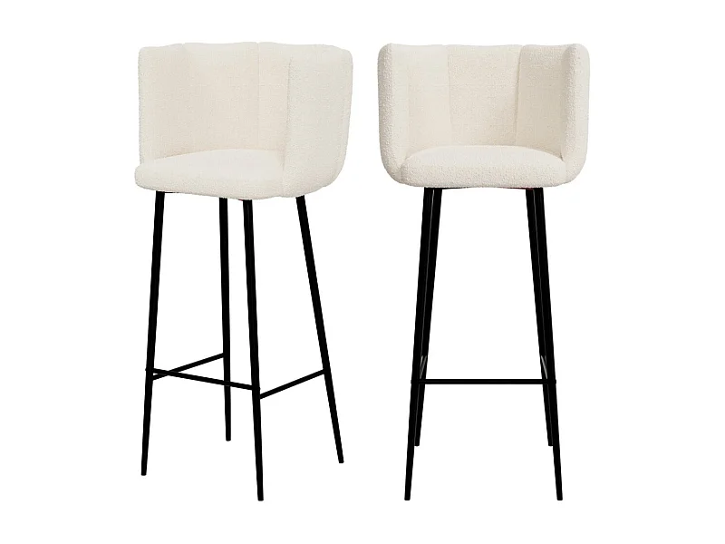 Set de 2 sillas de bar de tela rizada beige 75 cm - Rosy