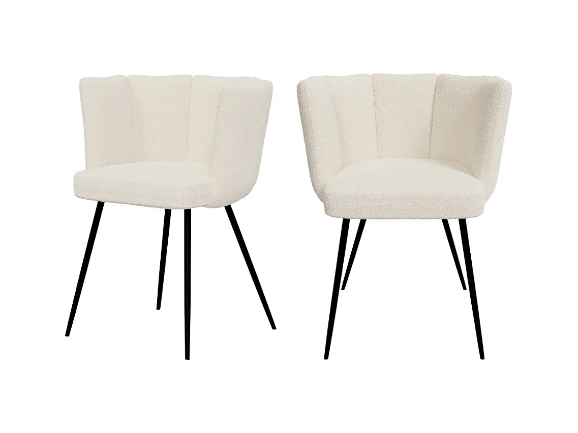 Set de 2 sillas en tejido bouclé beige con patas de metal - Cosette