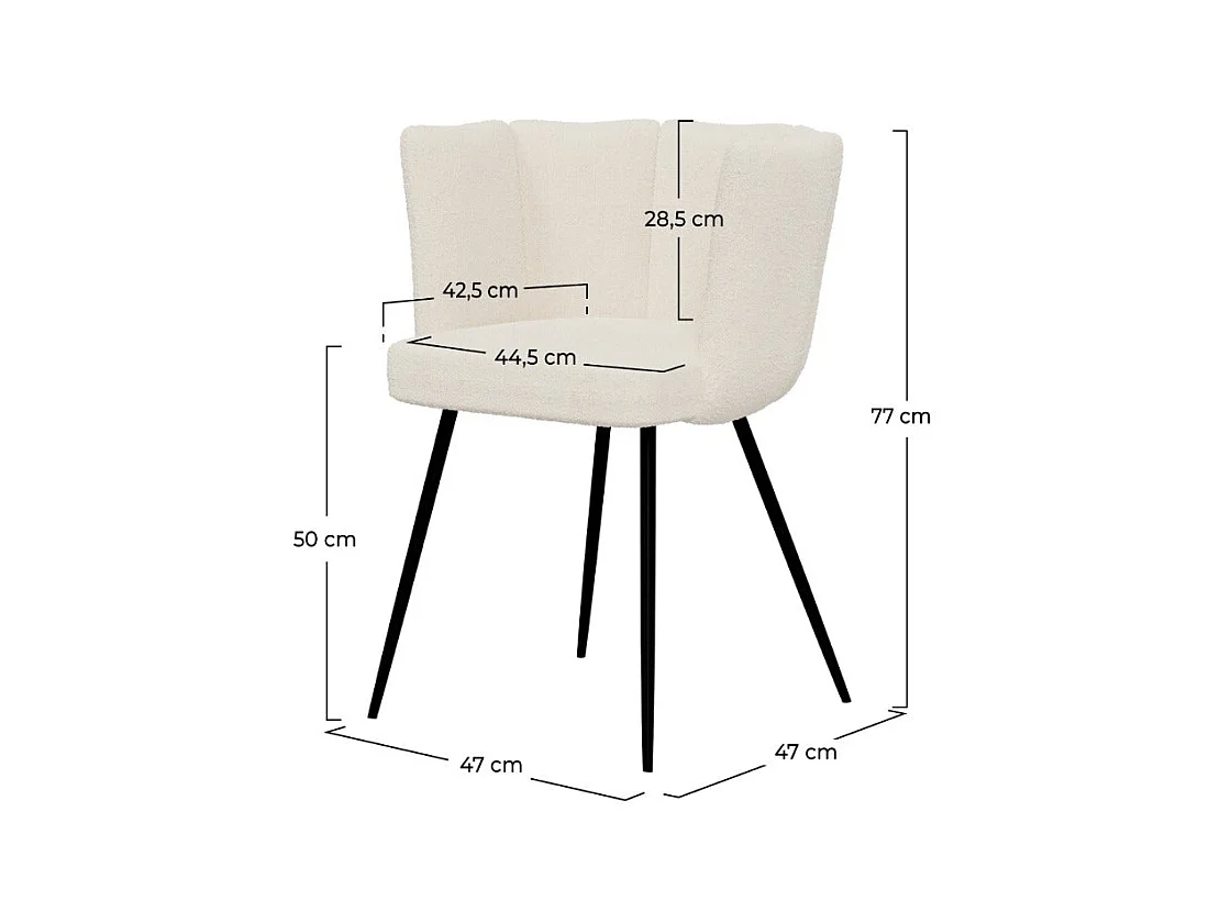 Set de 2 sillas en tejido bouclé beige con patas de metal - Cosette