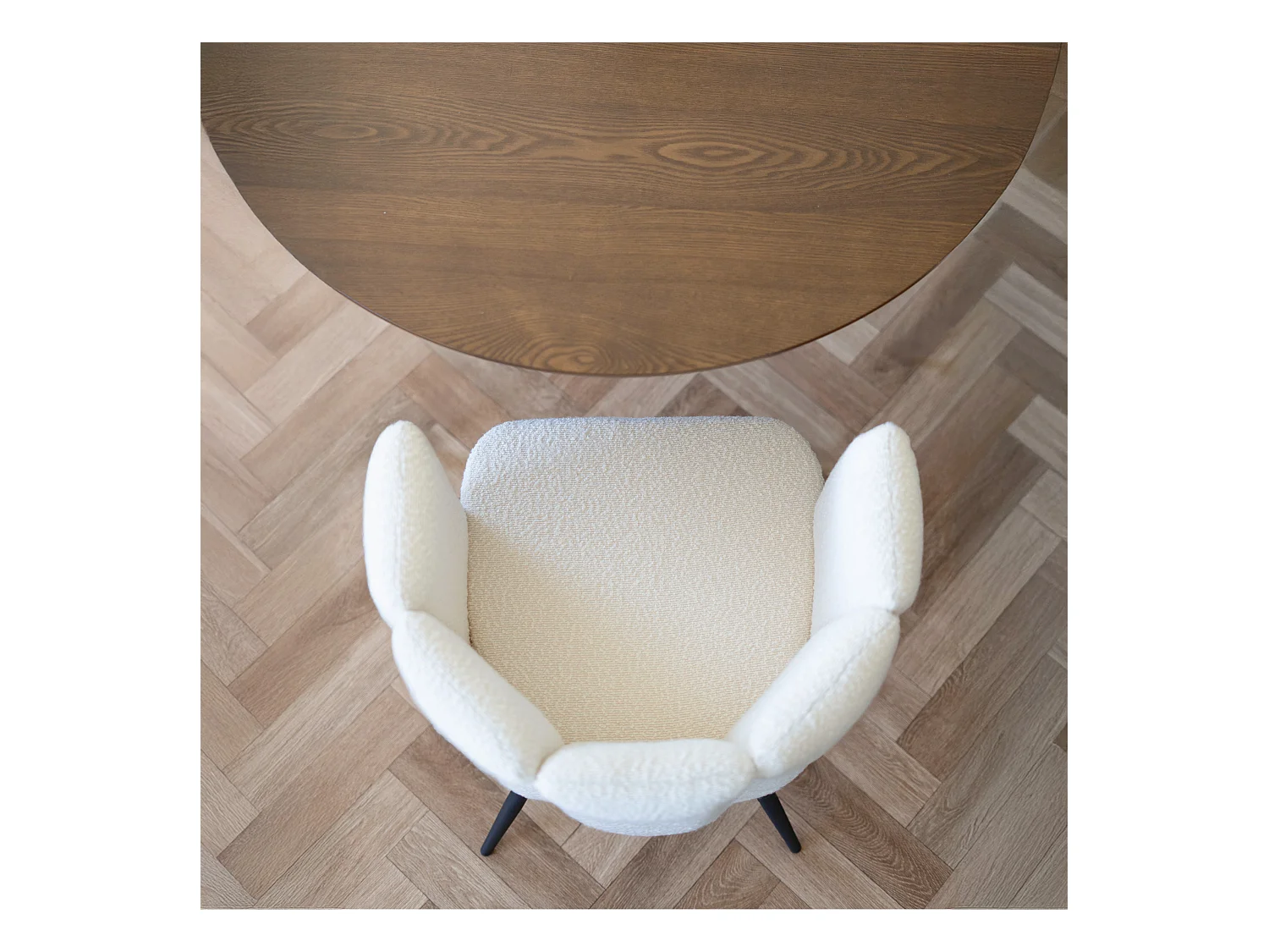 Set de 2 sillas en tejido bouclé beige con patas de metal - Cosette