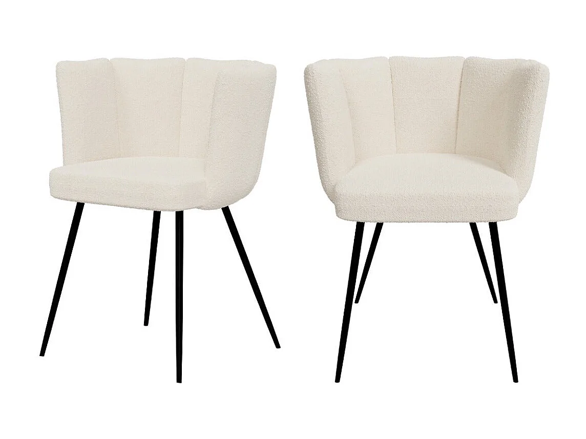 Set de 2 sillas en tejido bouclé beige con patas de metal - Cosette