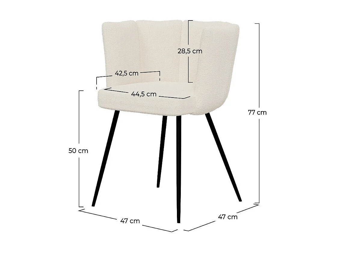 Set de 2 sillas en tejido bouclé beige con patas de metal - Cosette