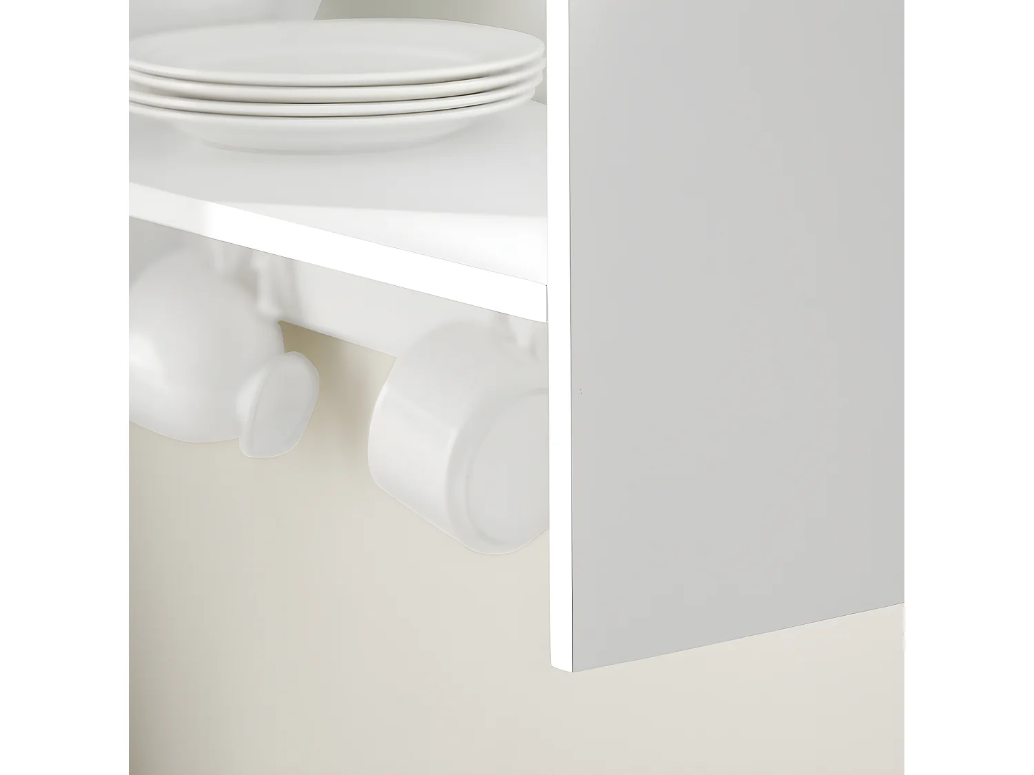 SoBuy KCR09-W Porte-Assiettes Murale Meuble de Rangement d'Assiettes Mural Etagère à Epices Etagere  - avec 1 étagère supplémentaire et 7 Crochets