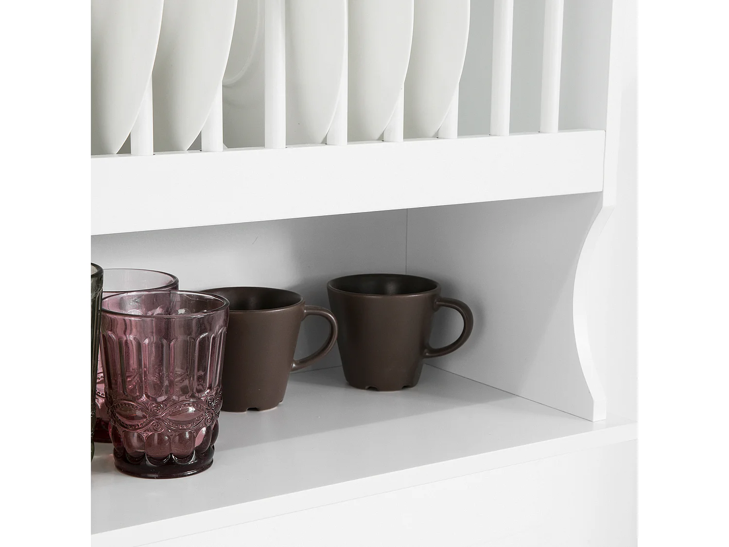 SoBuy KCR04-W Bordenrek voor in de Keuken - Wandplatenhouder Wandgemonteerde Platenopbergkast met 1 plank - Wit