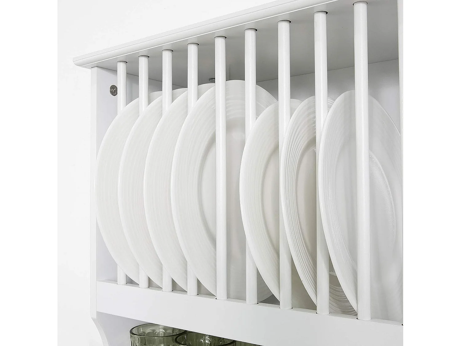 SoBuy KCR04-W Bordenrek voor in de Keuken - Wandplatenhouder Wandgemonteerde Platenopbergkast met 1 plank - Wit