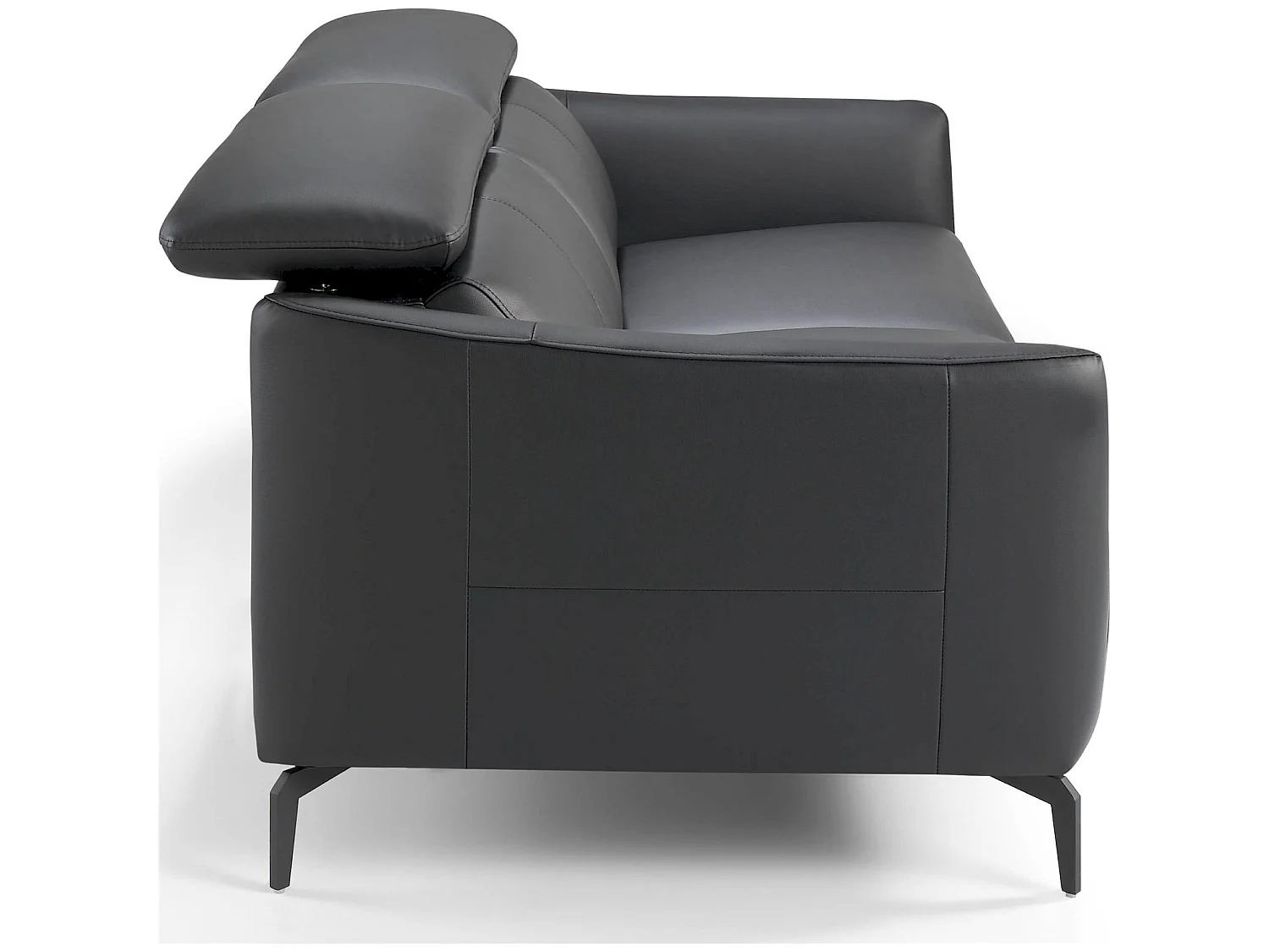 Canapé 2 places rembourré en cuir pieds acier appui-tête à 5 positions