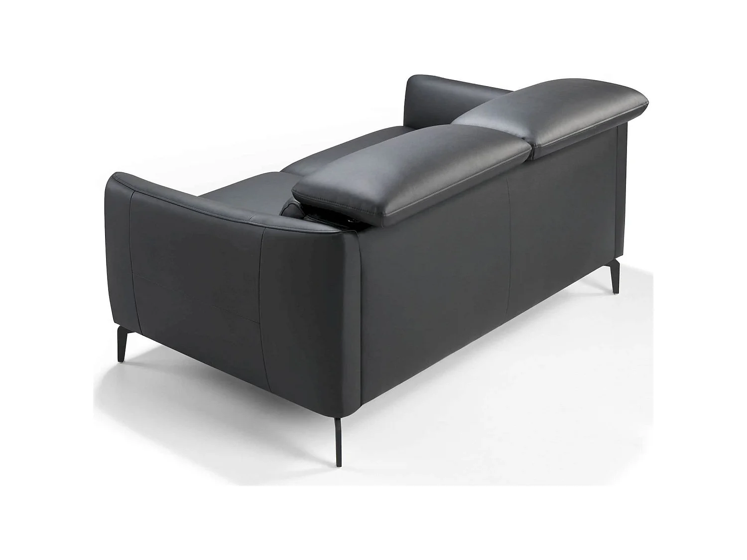 Canapé 2 places rembourré en cuir pieds acier appui-tête à 5 positions