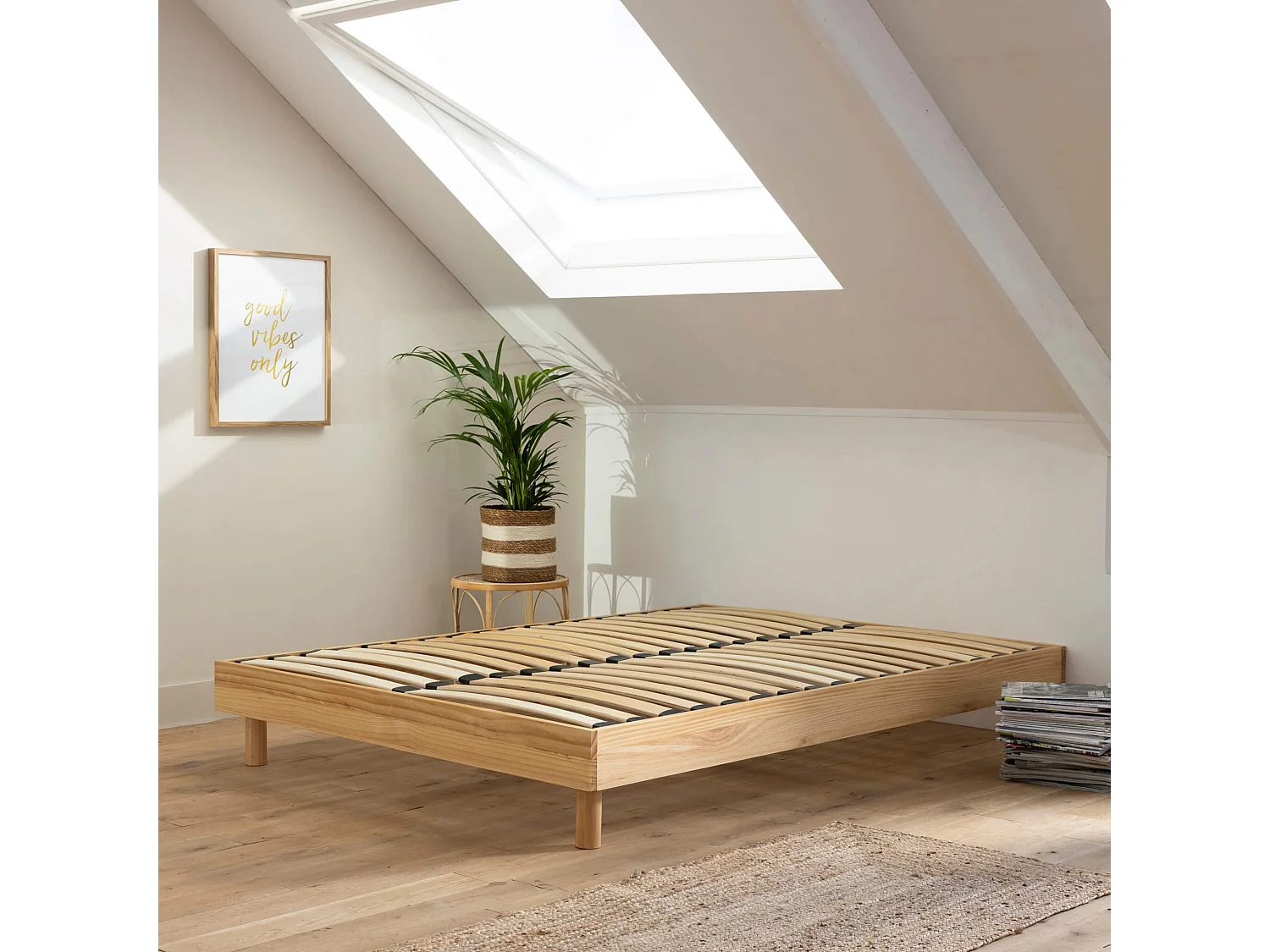 Sommier kit en bois massif naturel 140x190