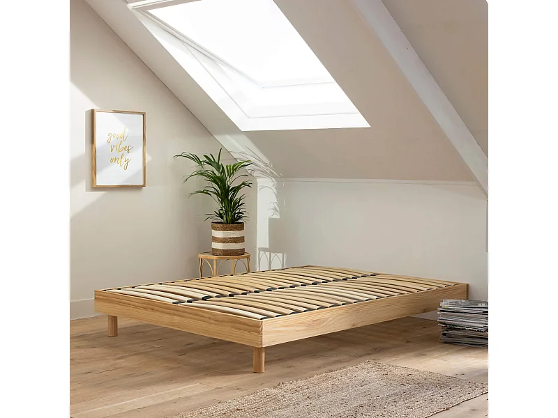 Sommier kit en bois massif naturel 160x200