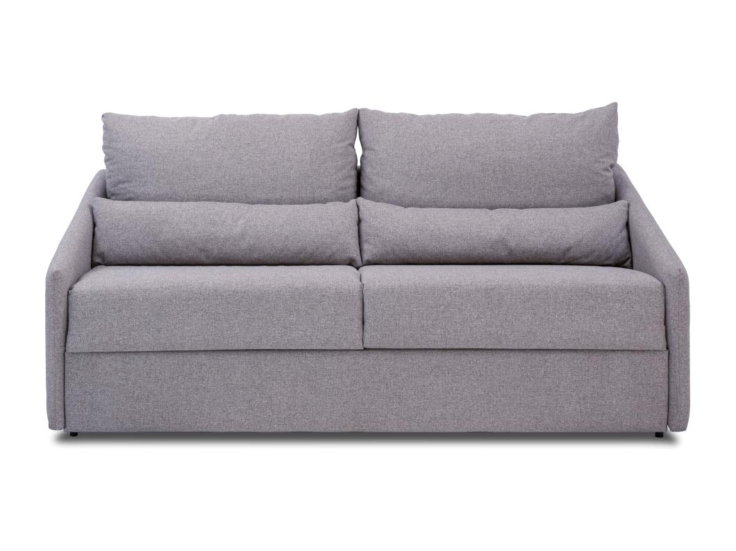 Canapé 4 places convertible express en tissu MAJESTY - Gris clair - Couchage lattes larges 160 cm - Matelas 14 cm