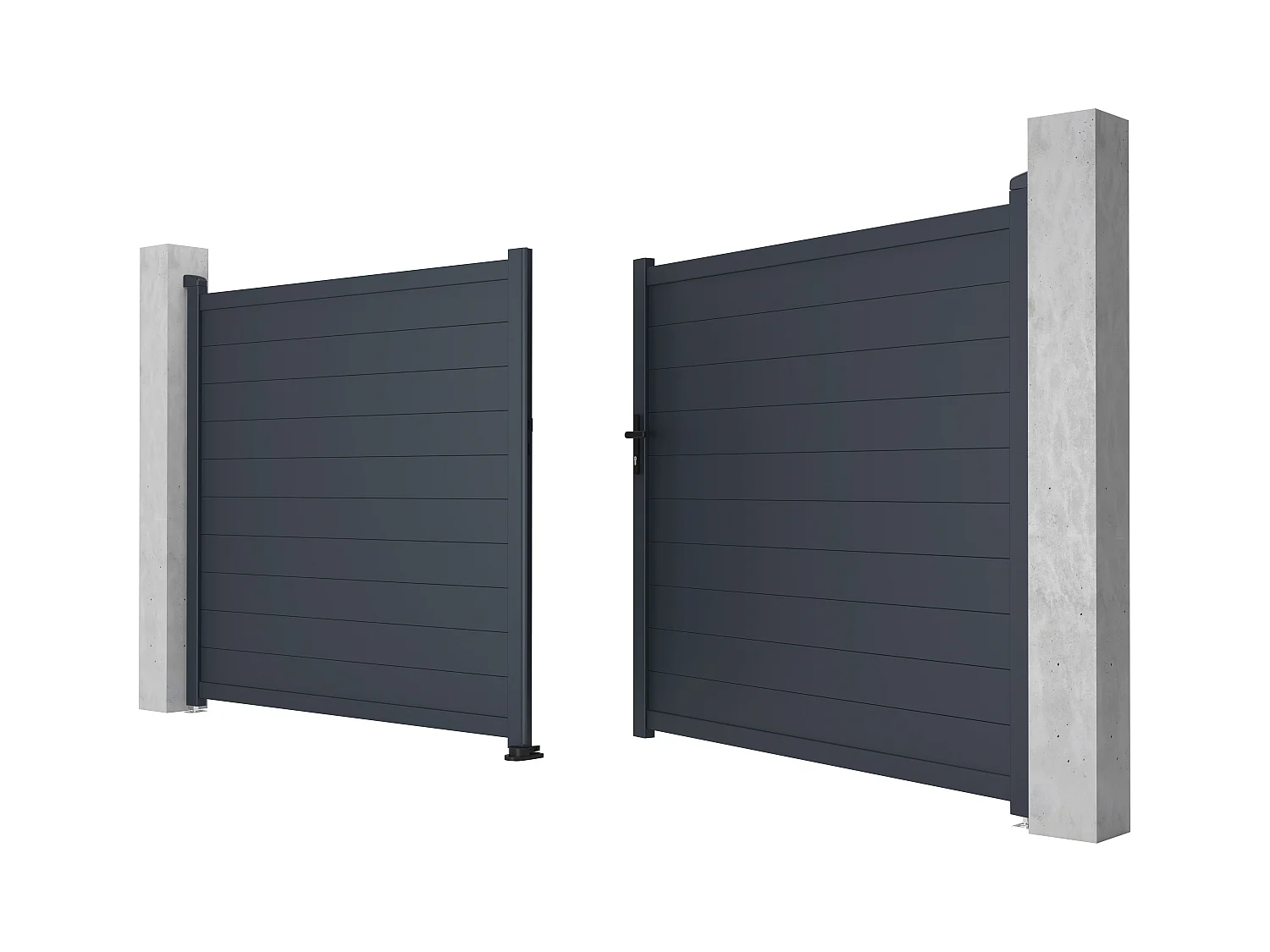 Elektrisk slagport av aluminium med fast fylling L397 x H166 cm antrasitt - NAZARIO