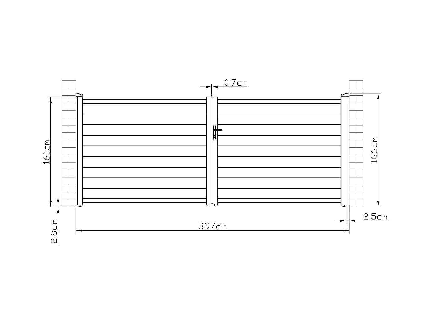 Elektrisk slagport av aluminium med fast fylling L397 x H166 cm antrasitt - NAZARIO