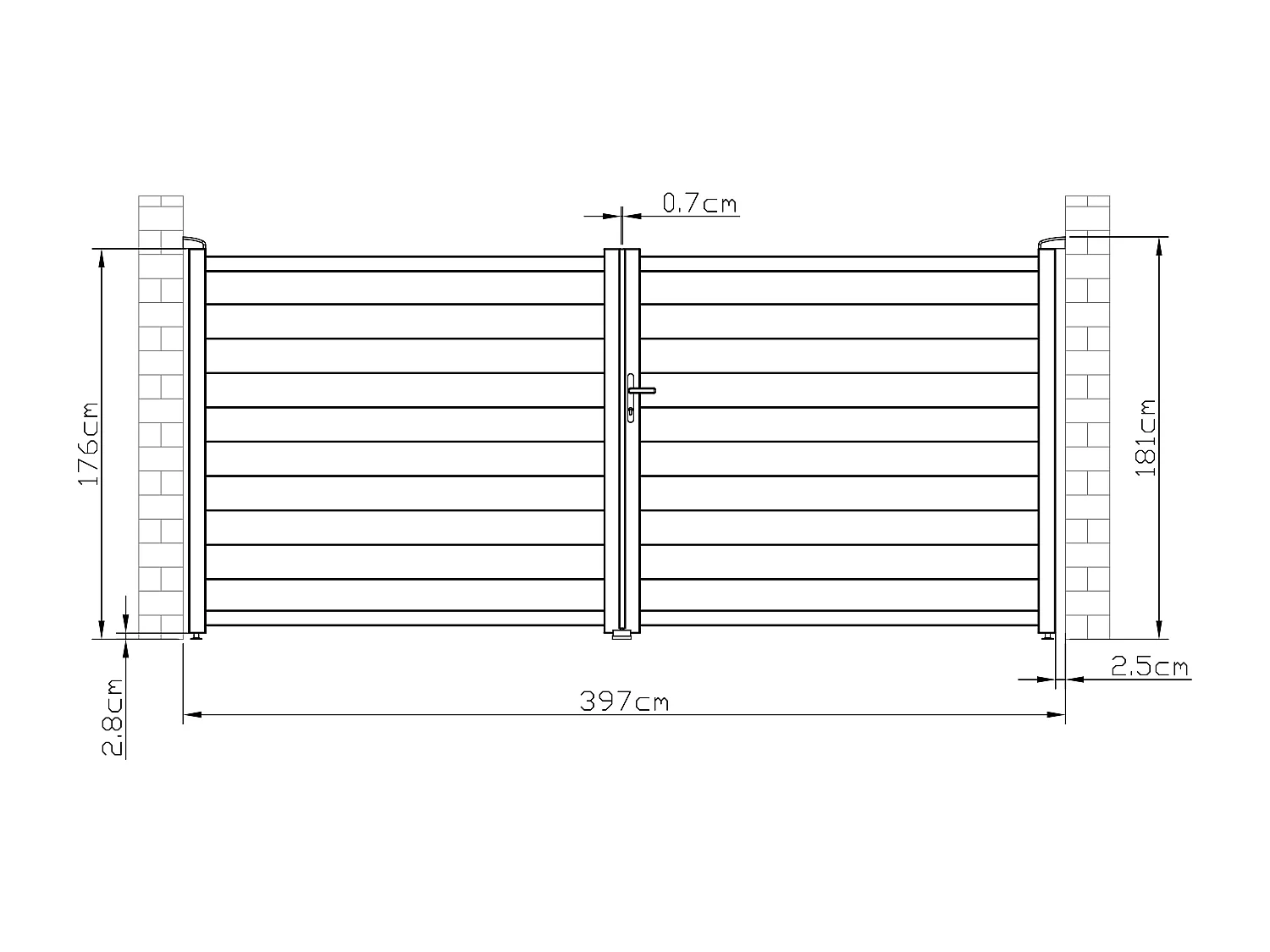 Gemotoriseerde draaipoort van aluminium antraciet - L397 x H181 cm - NAZARIO