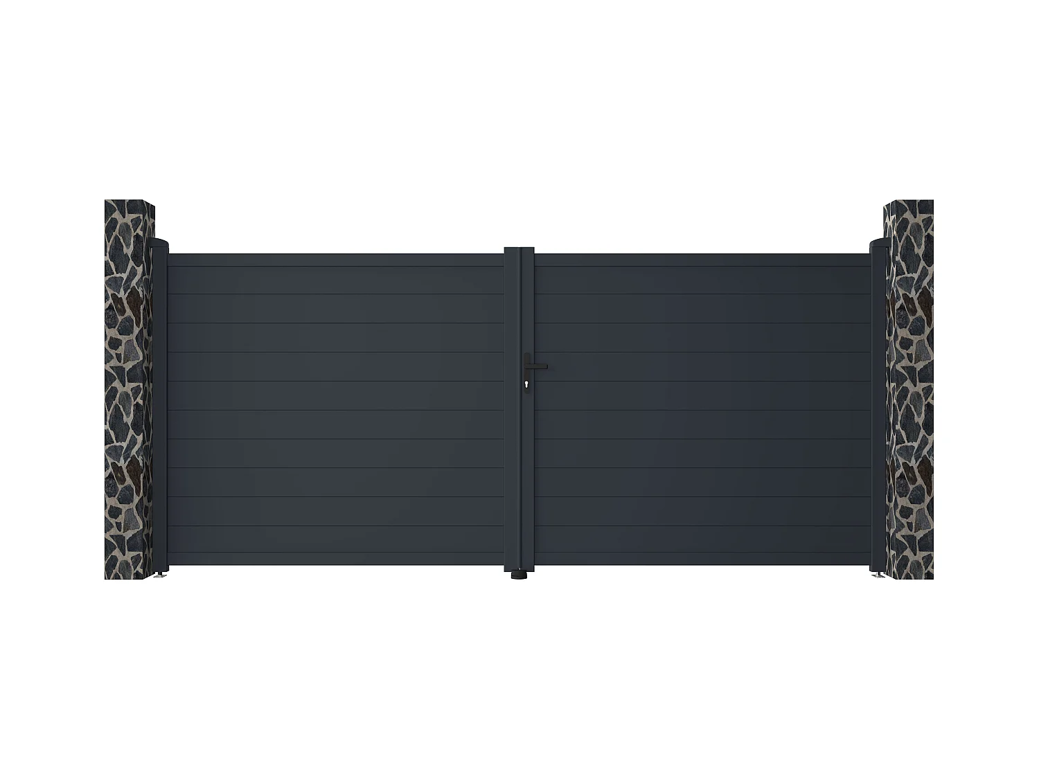 Portail électrique battant aluminium plein L397 x H181 cm anthracite - NAZARIO