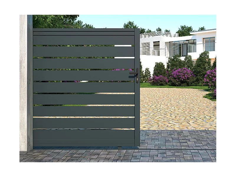 Brama elektryczna przesuwna ażurowa z antracytowego aluminium szer. 416 x wys. 183 cm - PRIMO