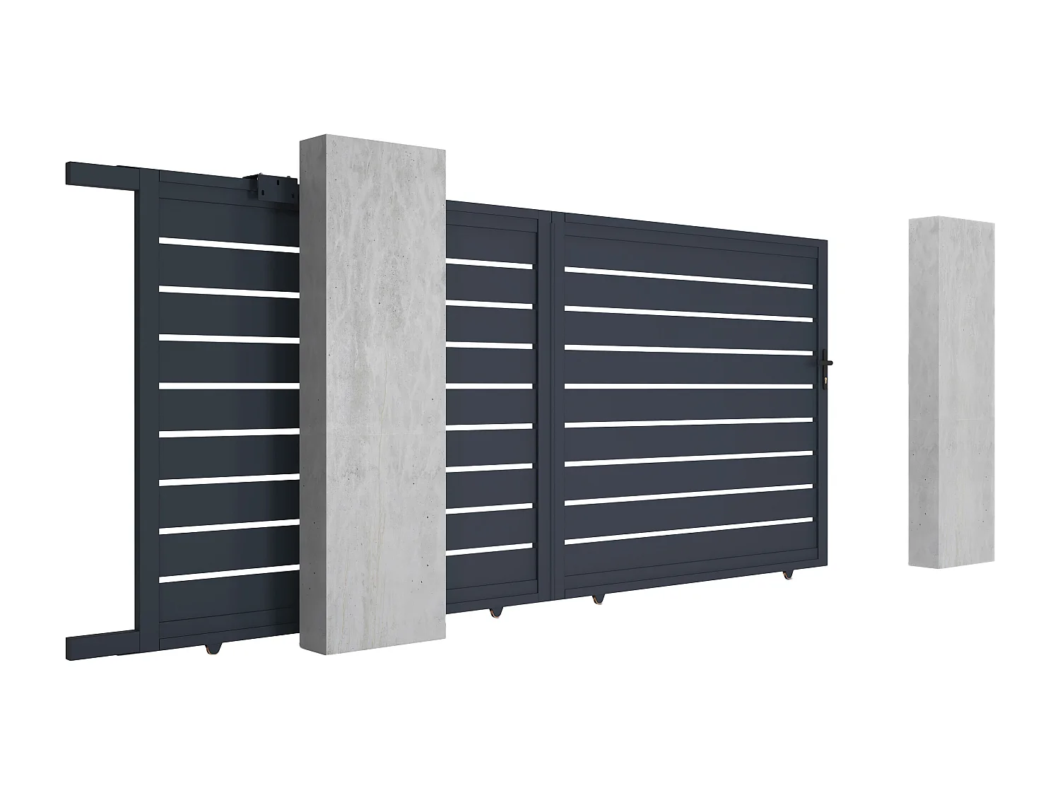 Gartentor Schiebetor mit Torantrieb - durchbrochen - Aluminium - 416 x 183 cm - Anthrazit - PRIMO