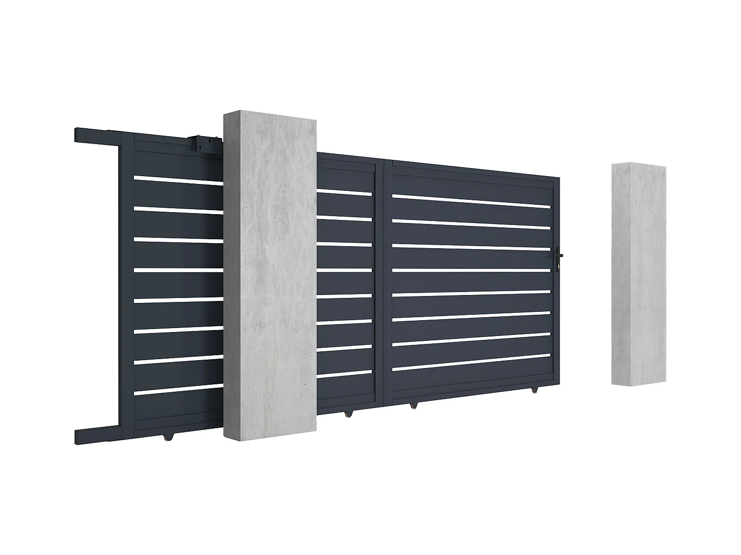 Gartentor Schiebetor mit Torantrieb - durchbrochen - Aluminium - 416 x 183 cm - Anthrazit - PRIMO