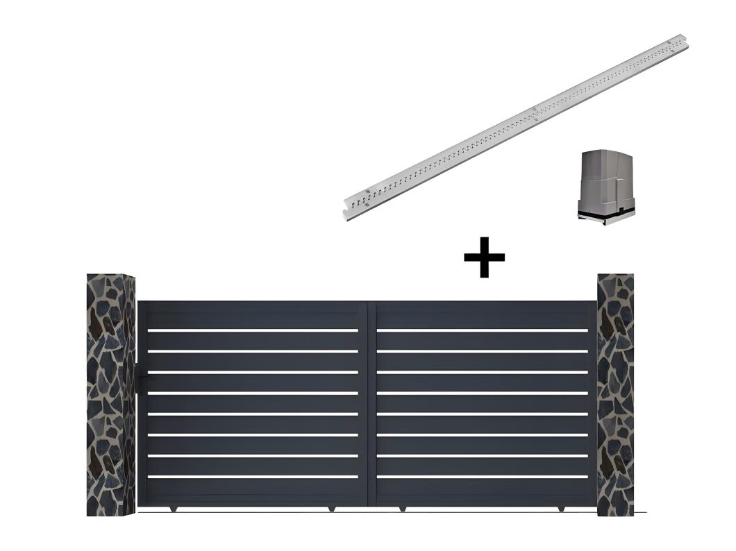 Portón corredero motorizado de aluminio color antracita PRIMO - Ancho 392 x Alt. 176 cm