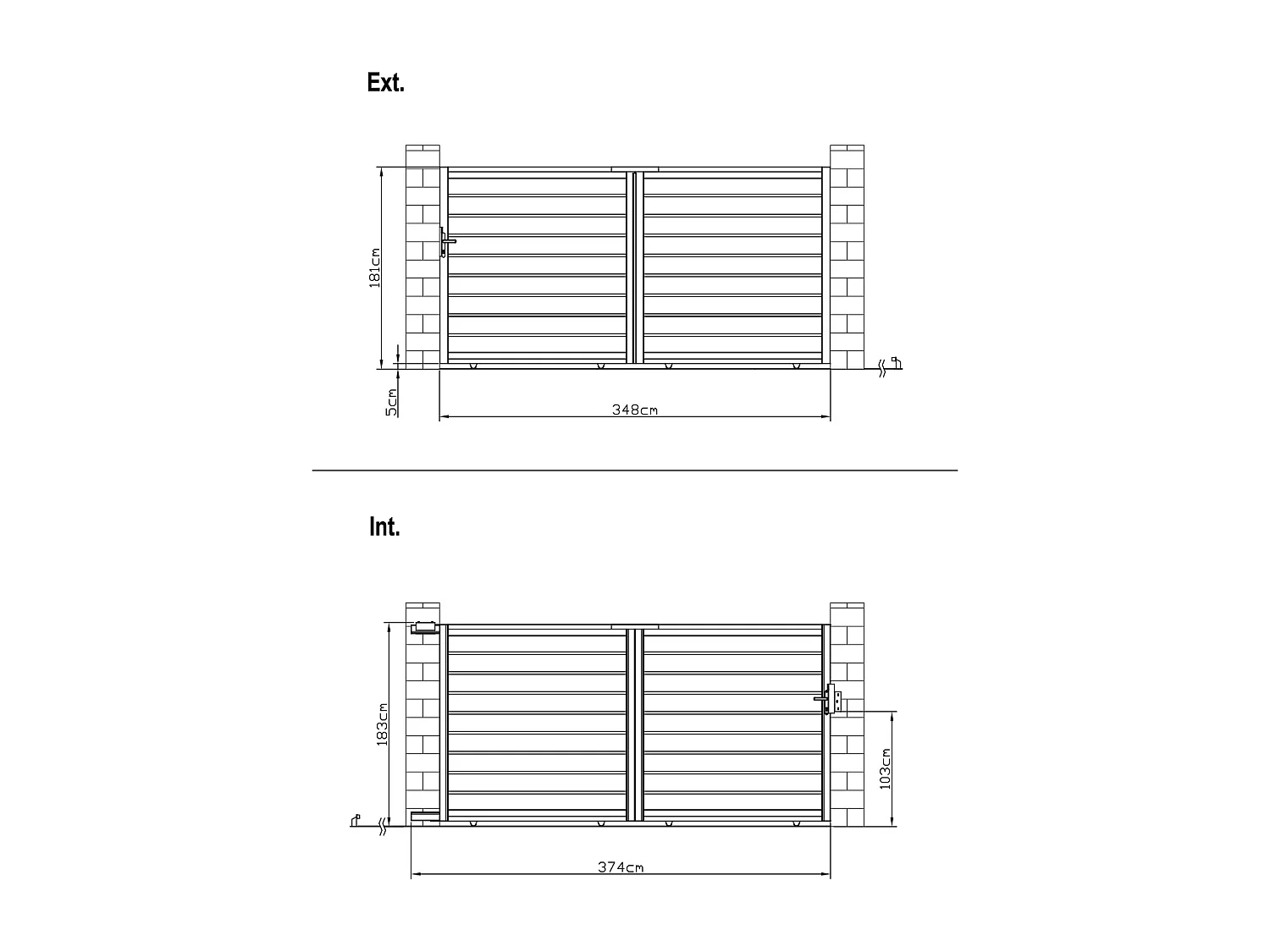 Elektrische schuifpoort in opengewerkt aluminium L374 x H183 cm donkergrijs - PRIMO