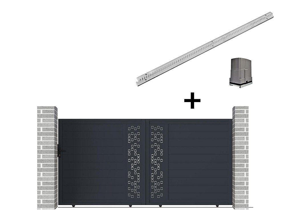 Gartentor Schiebetor NOIRAM - Aluminium - mit Torantrieb - B392 x H173 cm