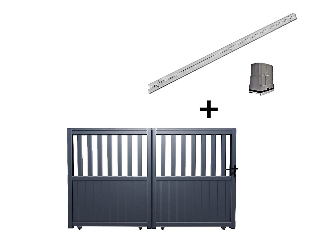 Gartentor Schiebetor TARNOS - Aluminium - mit Torantrieb - B400 x H140 cm