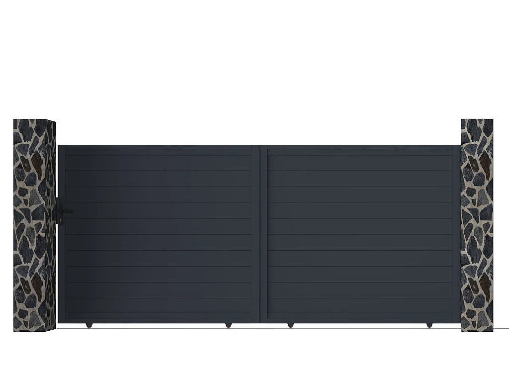 Gemotoriseerde schuifpoort van aluminium antraciet - L374 x 165 cm - NAZARIO