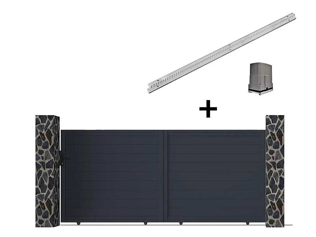 Portail électrique coulissant aluminium plein L416 x H165 cm anthracite - NAZARIO