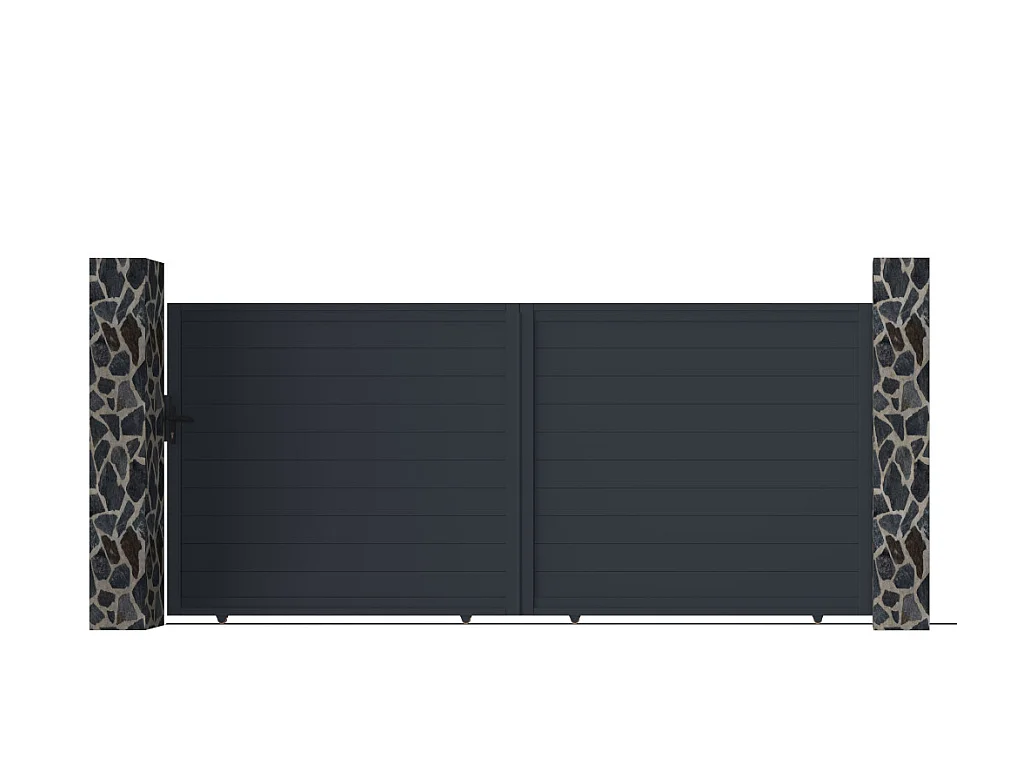 Portail électrique coulissant aluminium plein L416 x H180 cm anthracite - NAZARIO