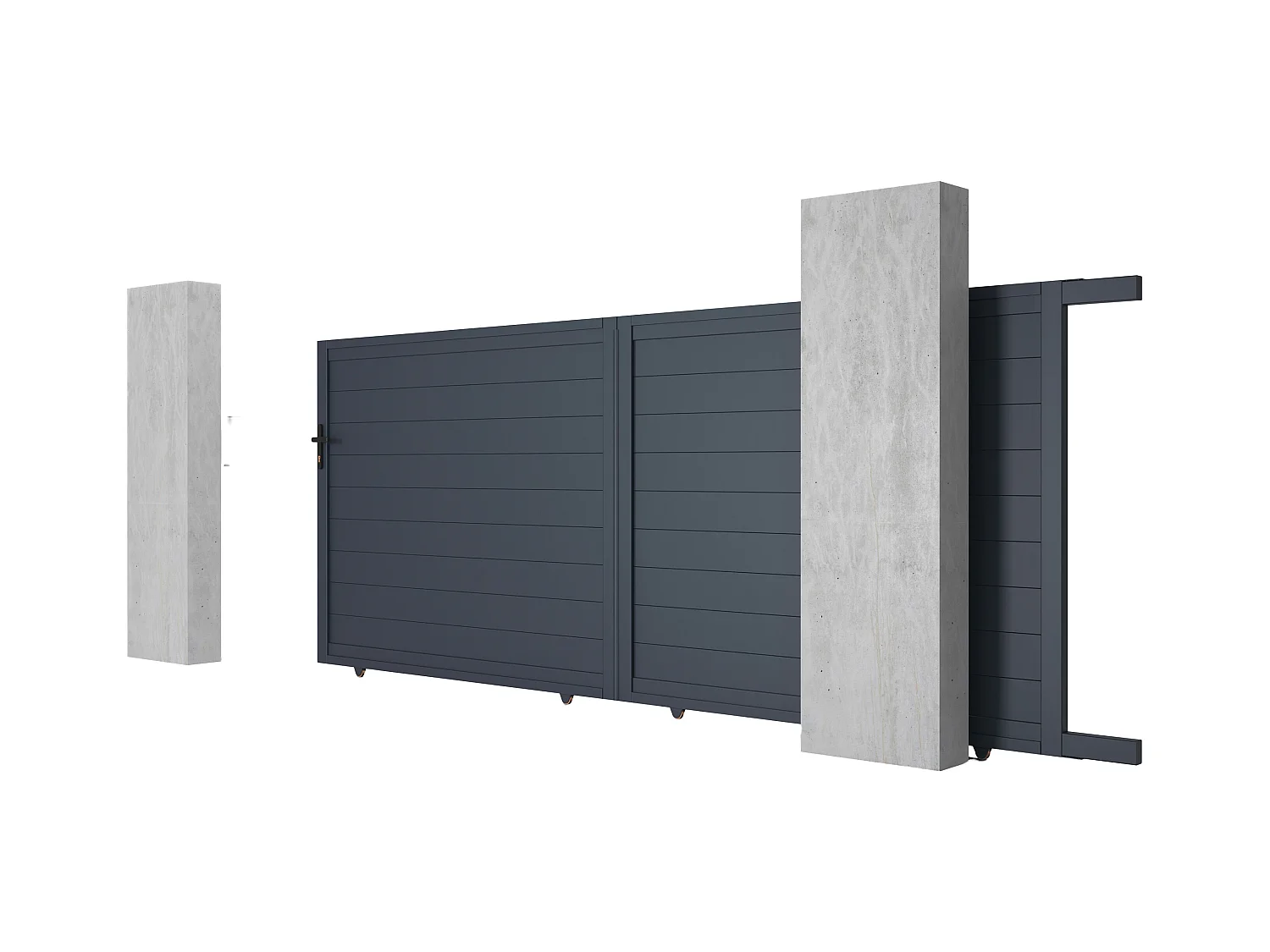Portail électrique coulissant aluminium plein L416 x H180 cm anthracite - NAZARIO