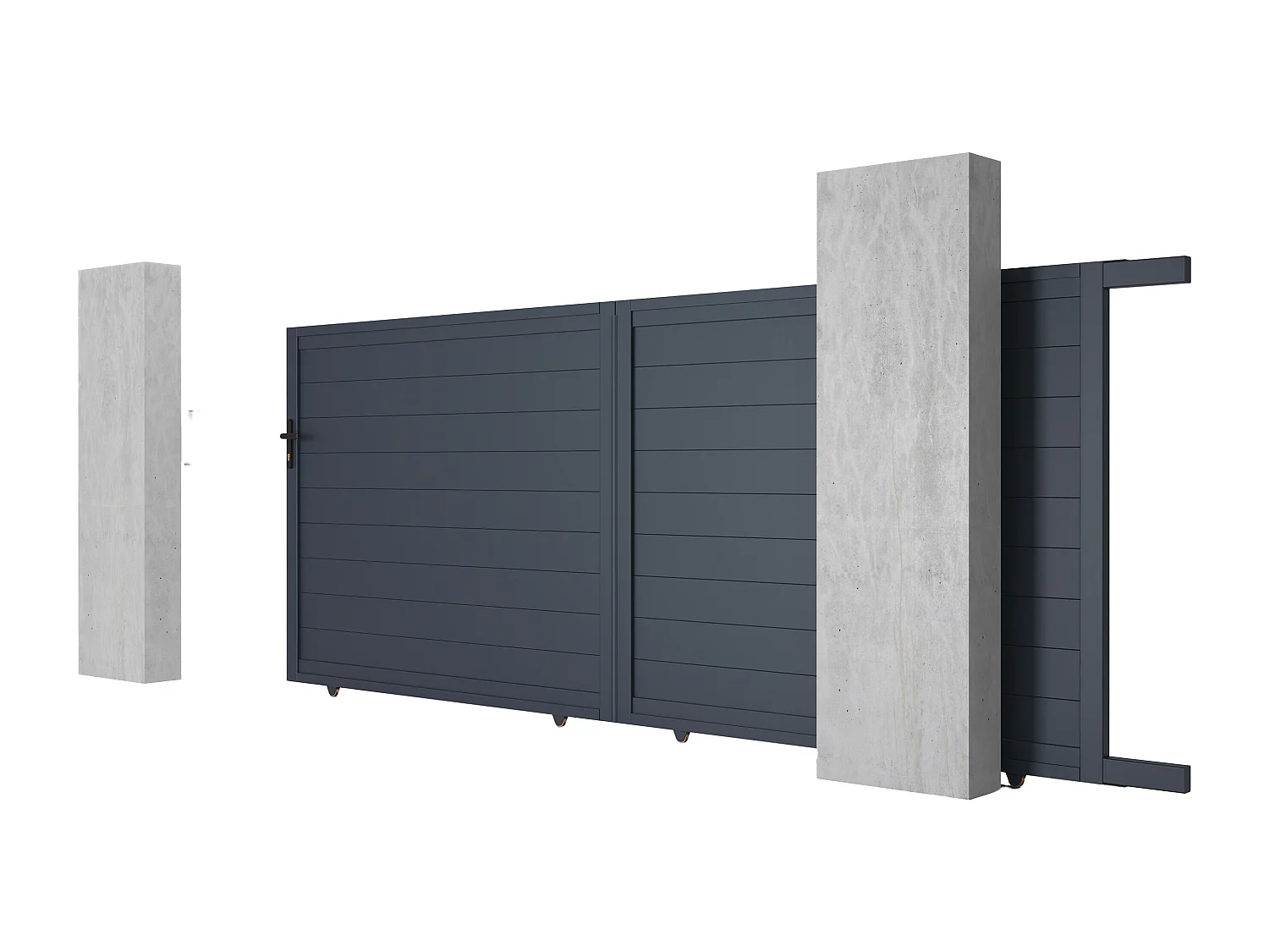 Portail électrique coulissant aluminium plein L416 x H180 cm anthracite - NAZARIO