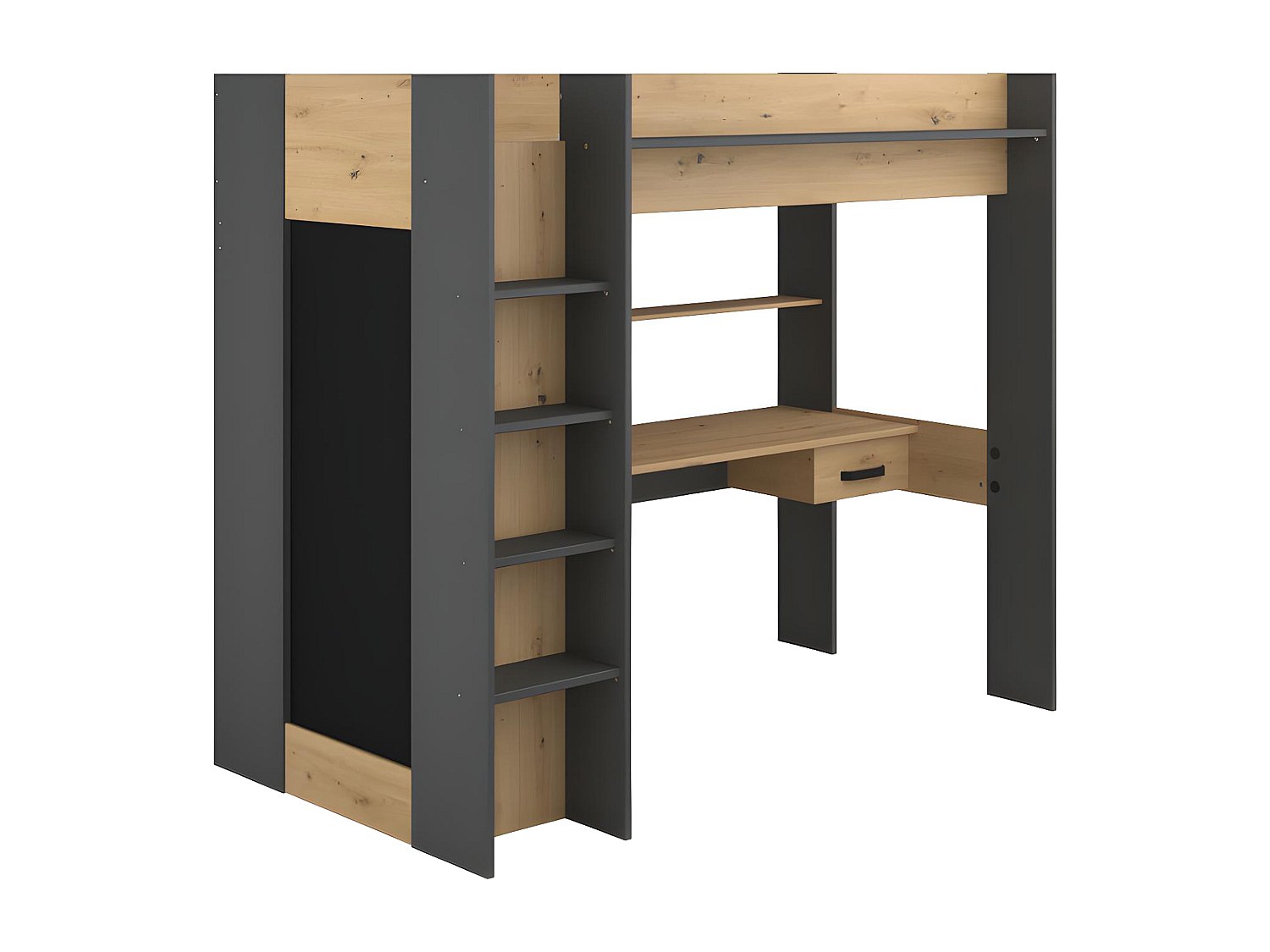 Hochbett mit Schreibtisch + Kleiderschrank - 90 x 200 cm - Naturfarben & An günstig online kaufen