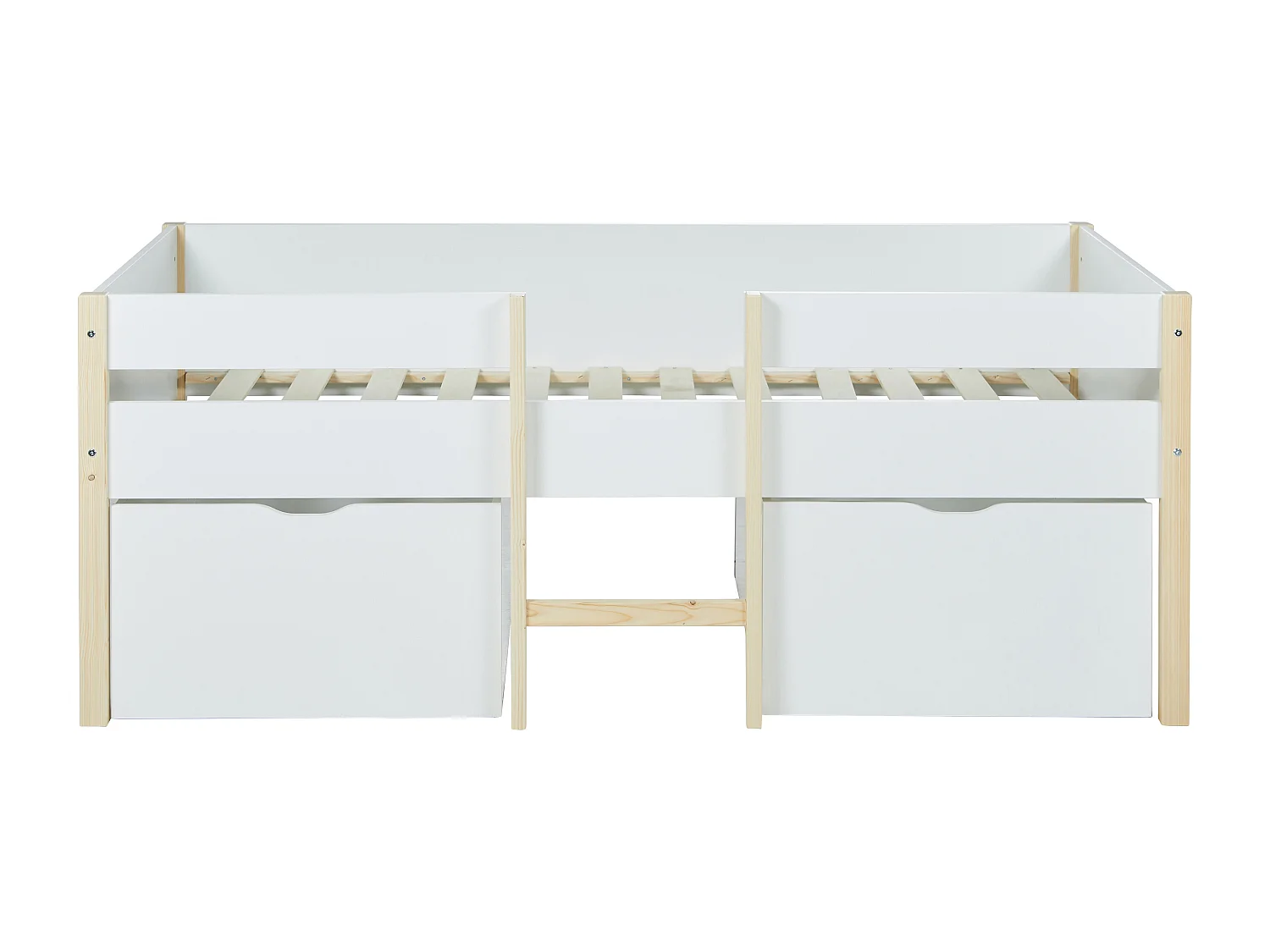 Halbhochbett mit 2 Schubladen - 90 x 190 cm - Weiß & Eiche - SISSY