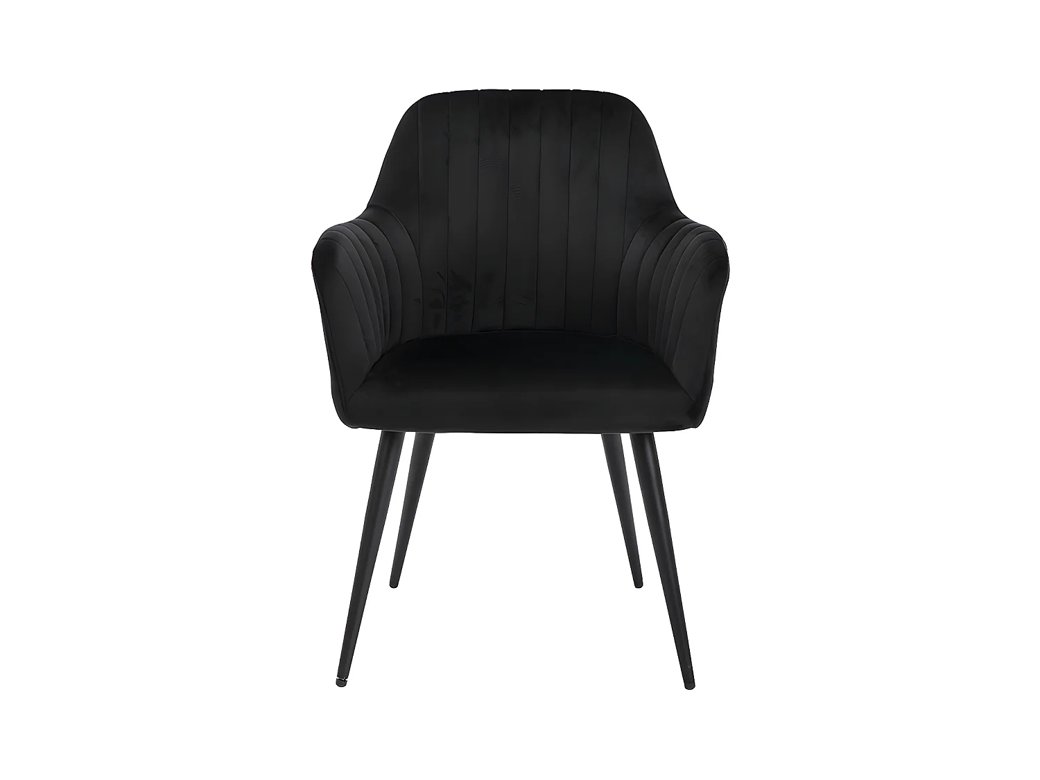 Juego de 2 sillas con brazos de terciopelo y metal negro - Negro - ELEANA