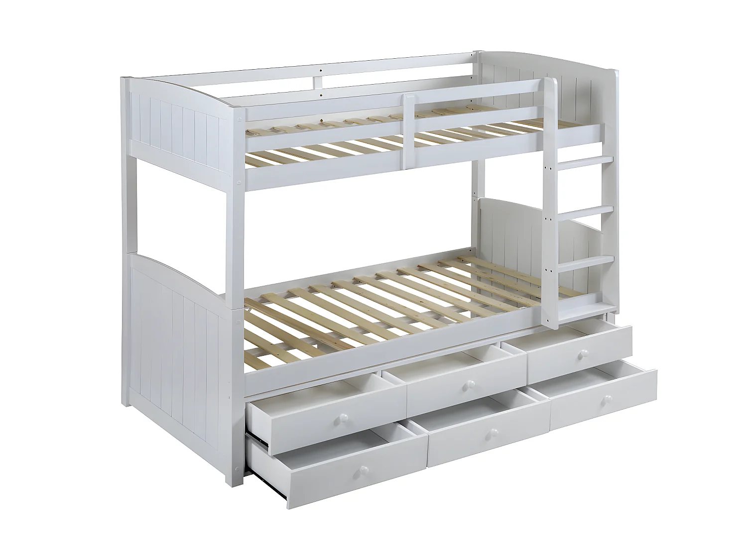 Delelige køjesenge ANCHISE II - 2 x 90 x 190 cm - Med opbevaring - Hvid fyr + madras