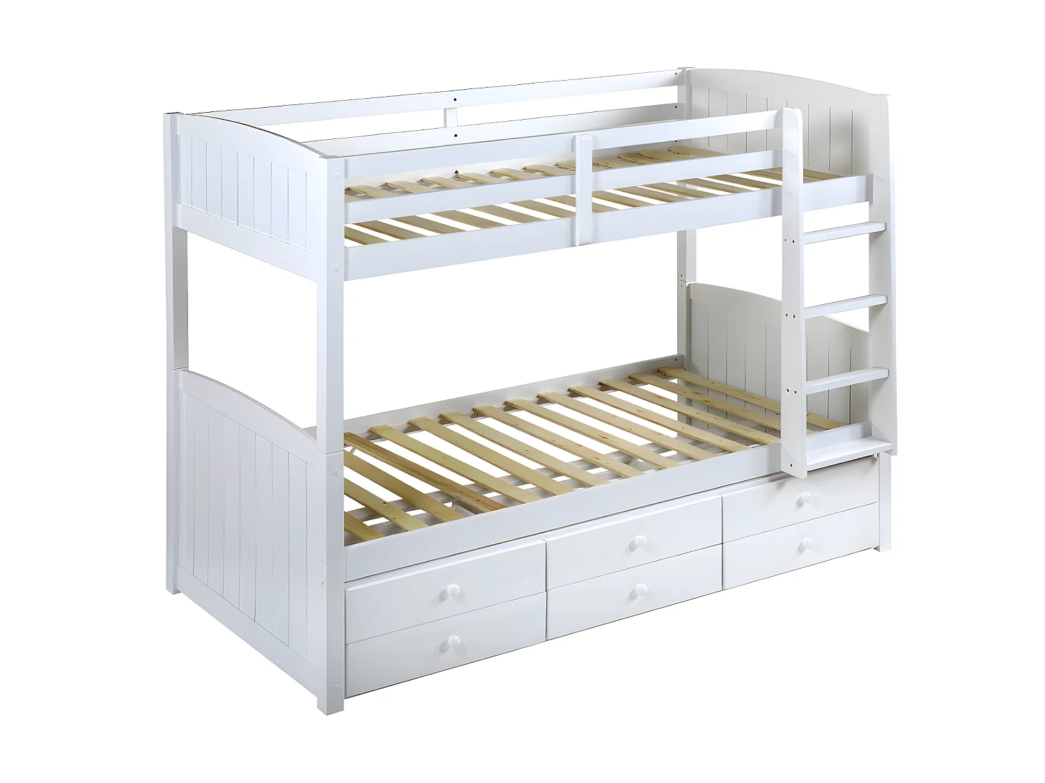 Delelige køjesenge ANCHISE II - 2 x 90 x 190 cm - Med opbevaring - Hvid fyr + madras