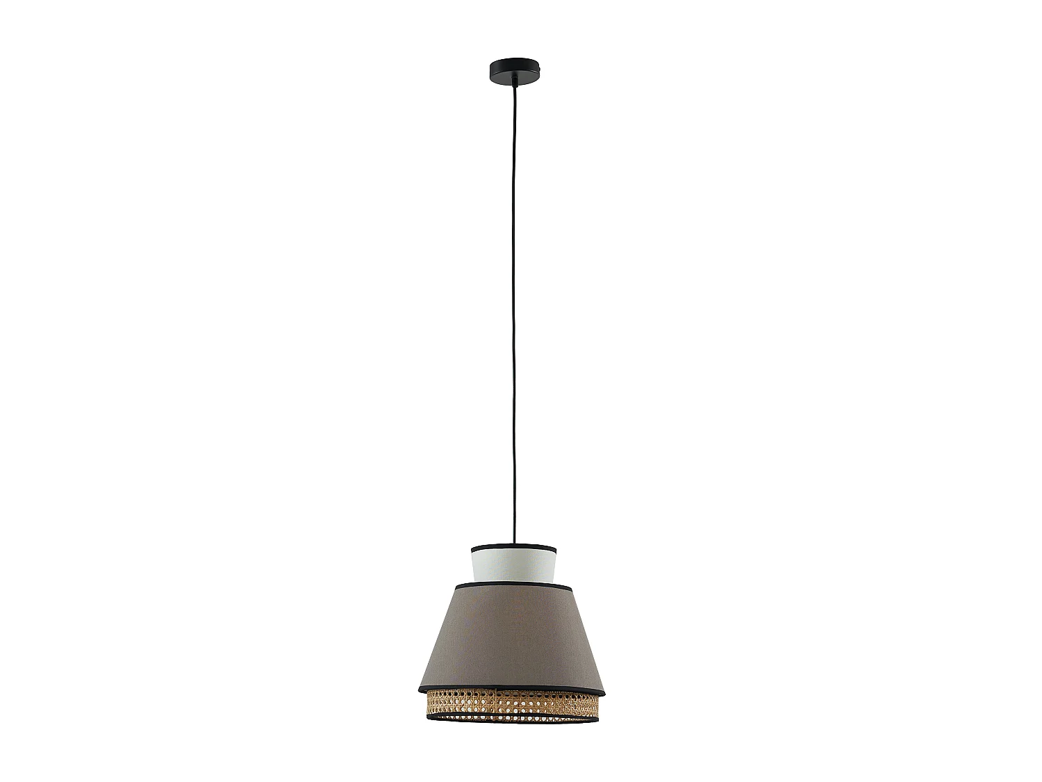 Suspension scandinave cannage- Naturel et Taupe - D.35 x H.120 cm - KLAUS