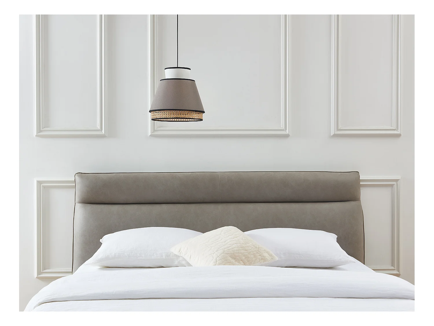Lámpara escandinava de rejilla- Natural y gris topo - D.35 x Alt. 120 cm - KLAUS
