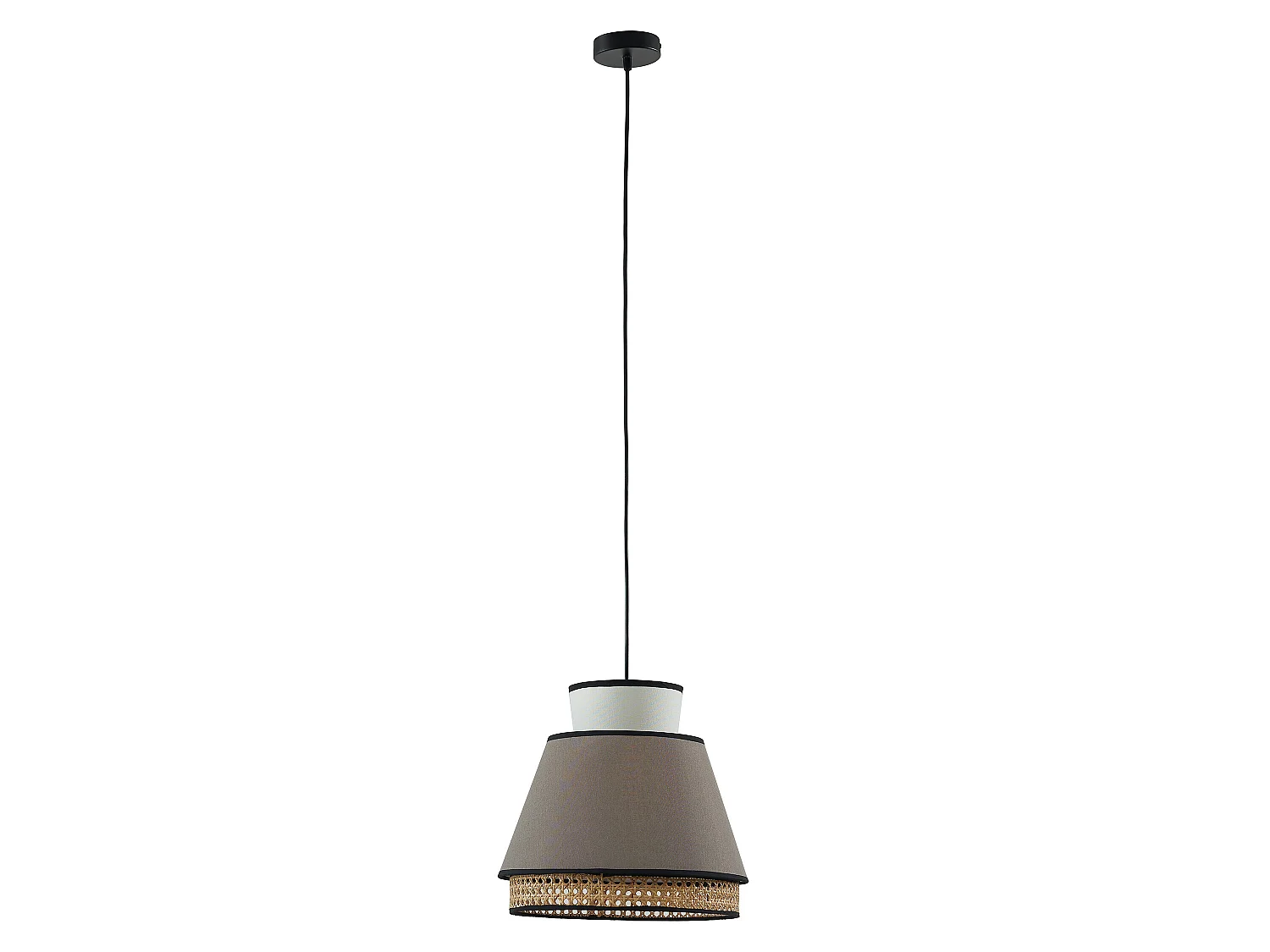 Suspension scandinave cannage- Naturel et Taupe - D.35 x H.120 cm - KLAUS