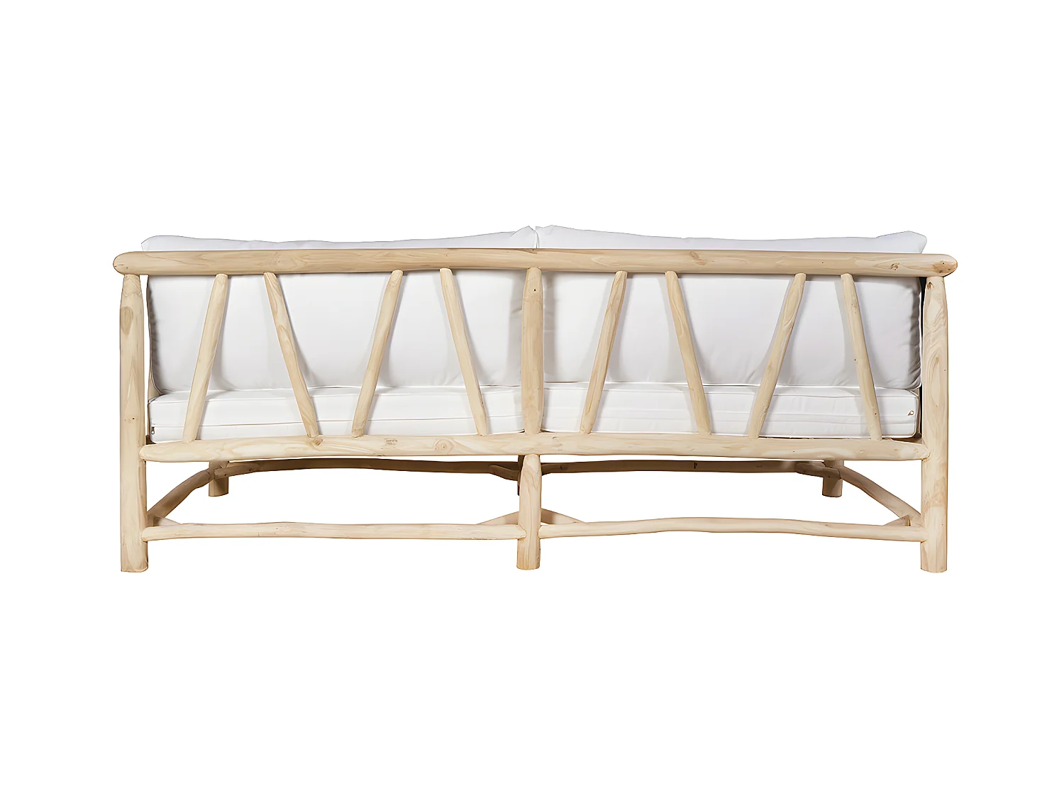 Divano da giardino 3 posti con cuscini Teak Naturale chiaro e Bianco - TULUM