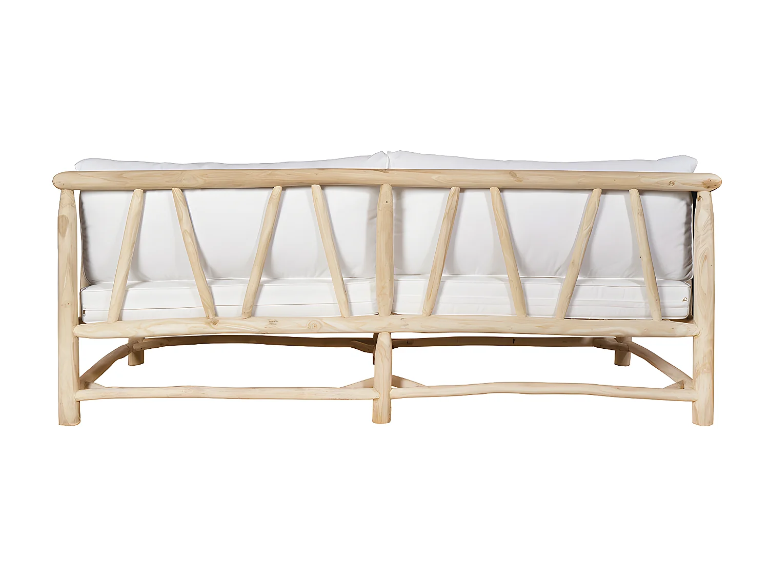 Gartensofa mit Kissen - Teakholz - Weiß & Helle Naturfarben - TULUM von MYLIA