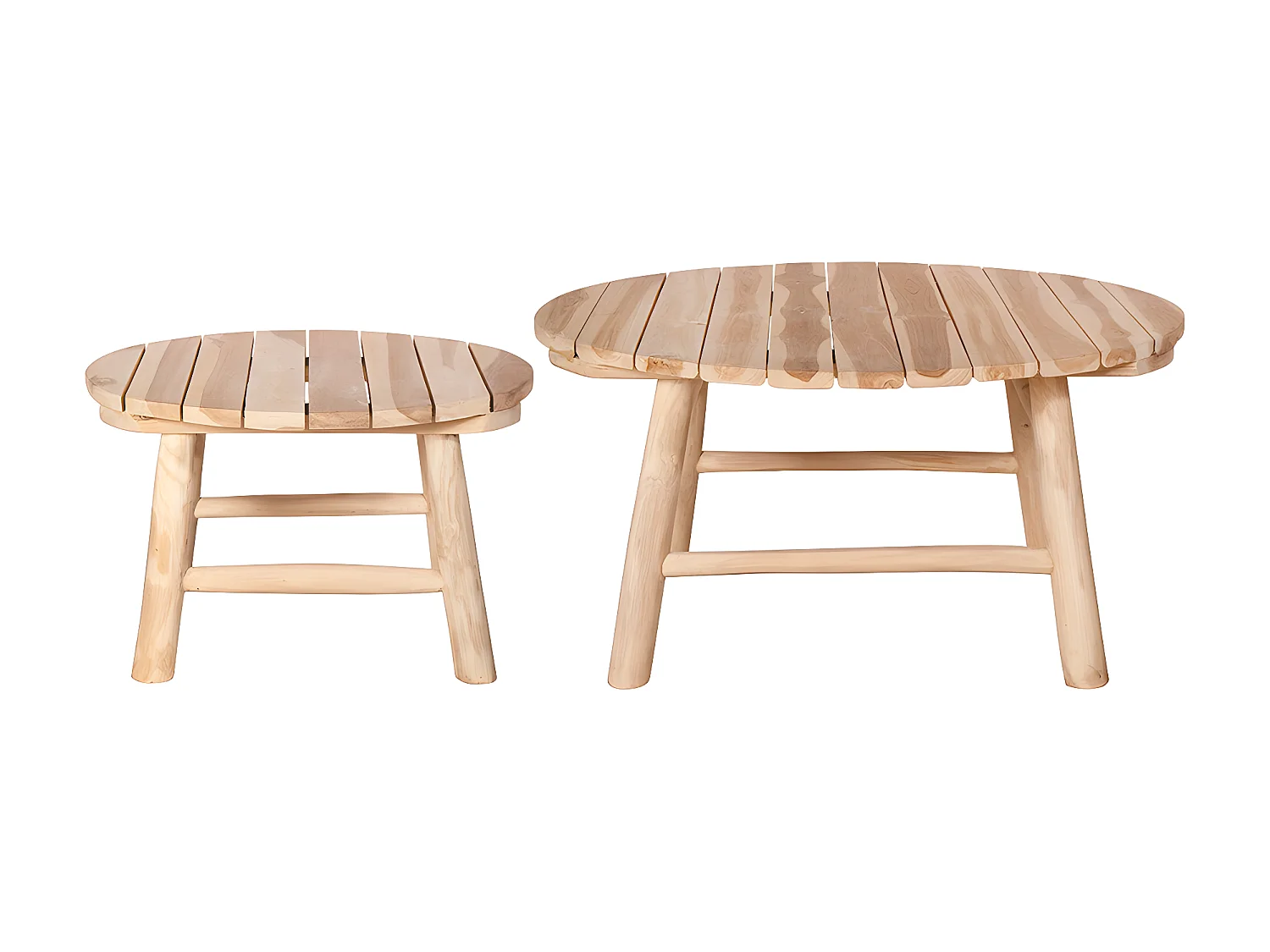 Set van 2 tuinsalontafels van teakhout - Licht naturel - TULUM