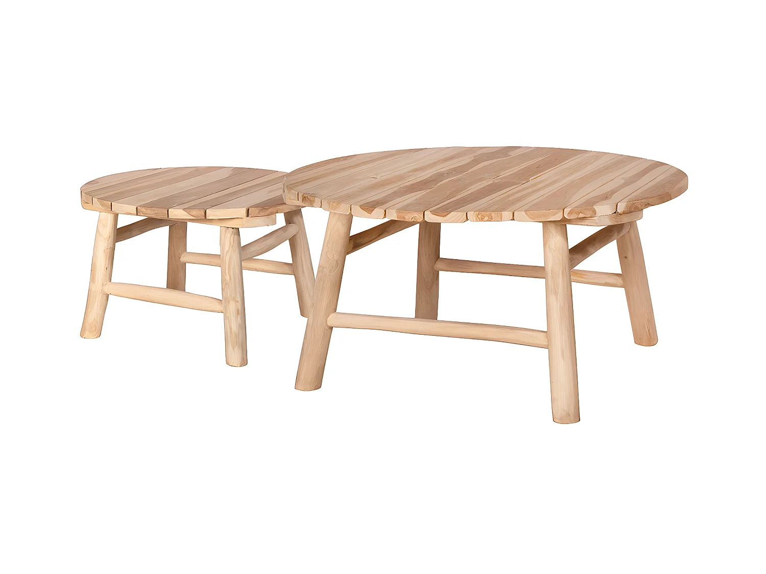 Lot de 2 tables basses de jardin en teck - Naturel clair - TULUM de MYLIA