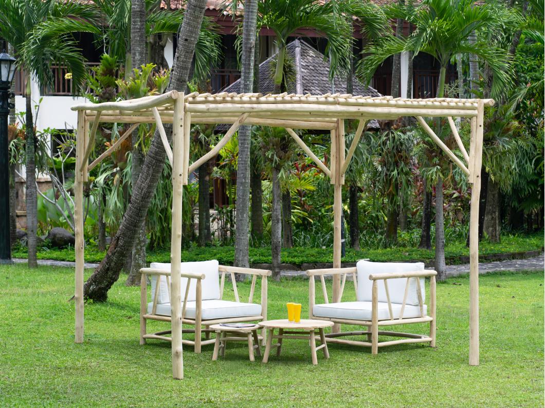 Pergola autoportante en bois de teck 9 m² - TULUM