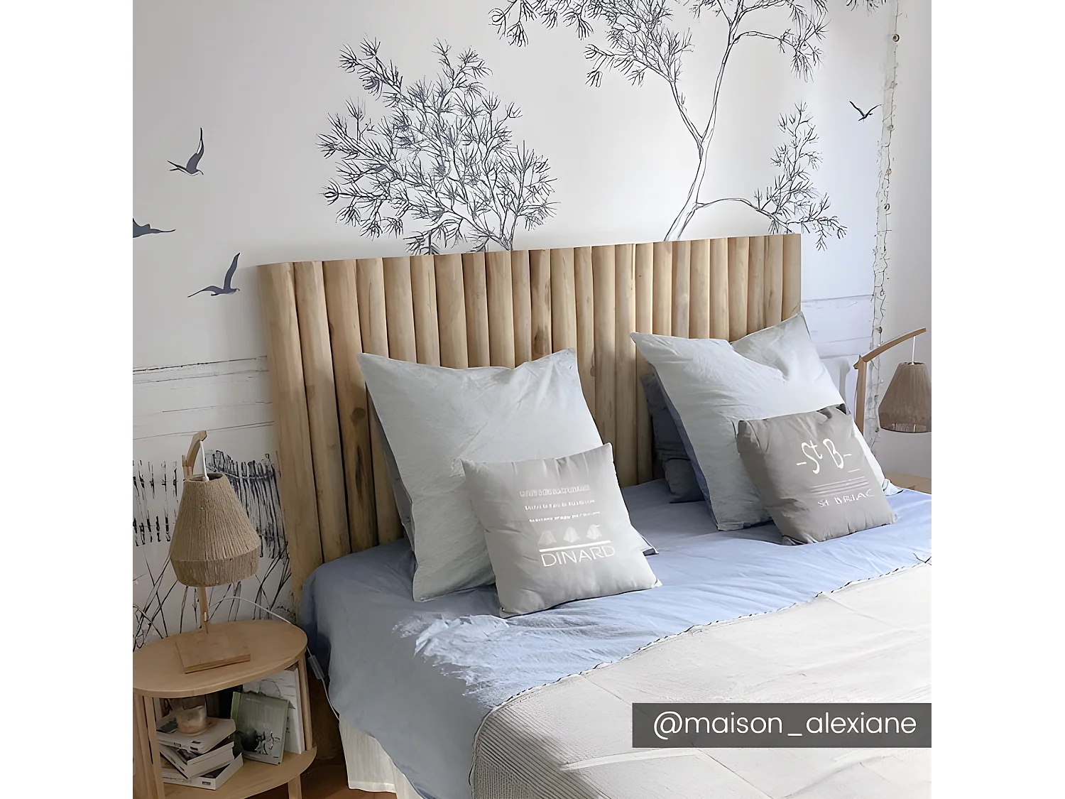 Cabeceira de cama de 170 cm em ripas de teca - Natural - LITTORAL II