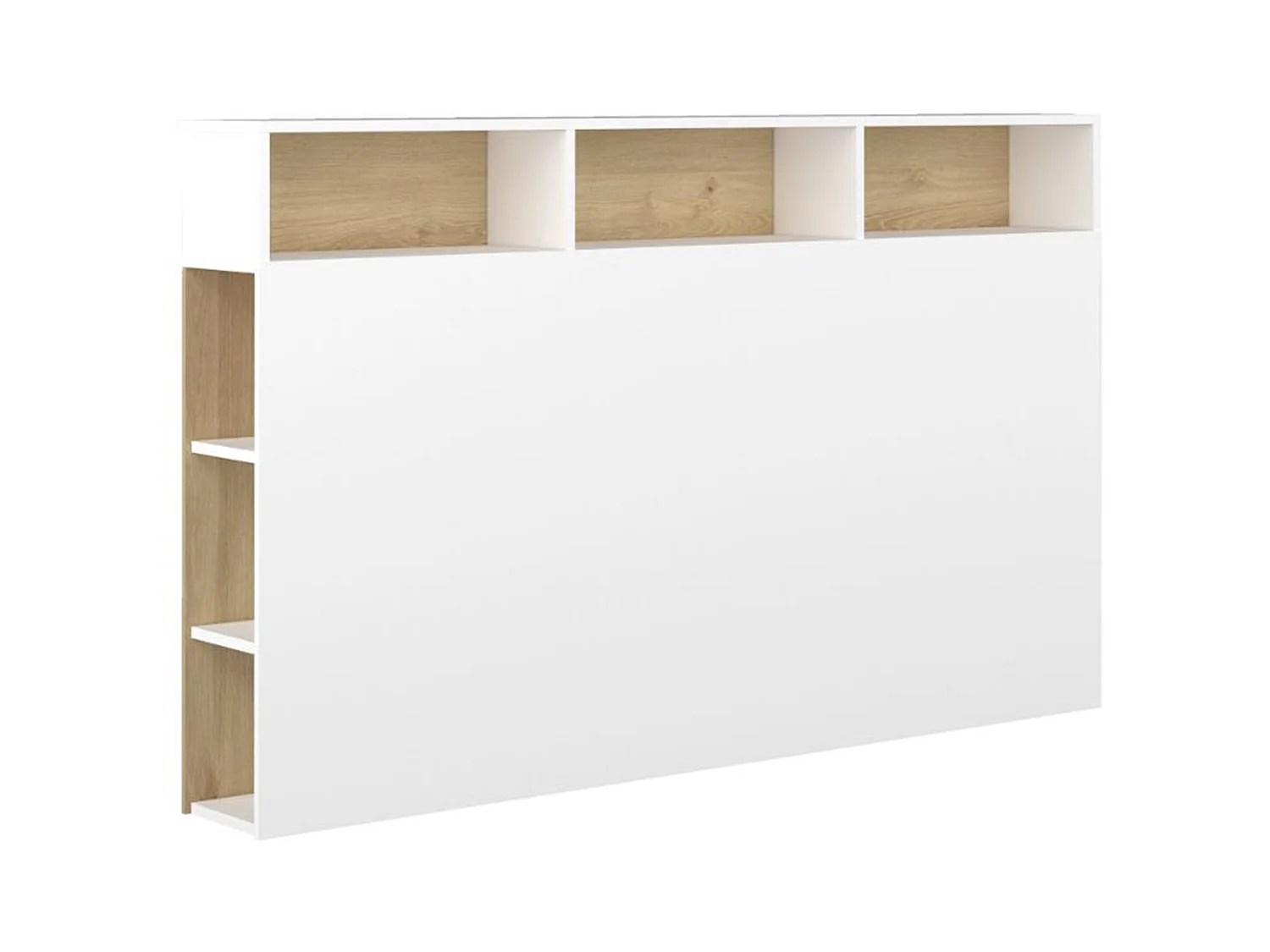 Hoofdeinde NASTIA met opbergruimte - 160cm - Kleur: Wit en eiken.