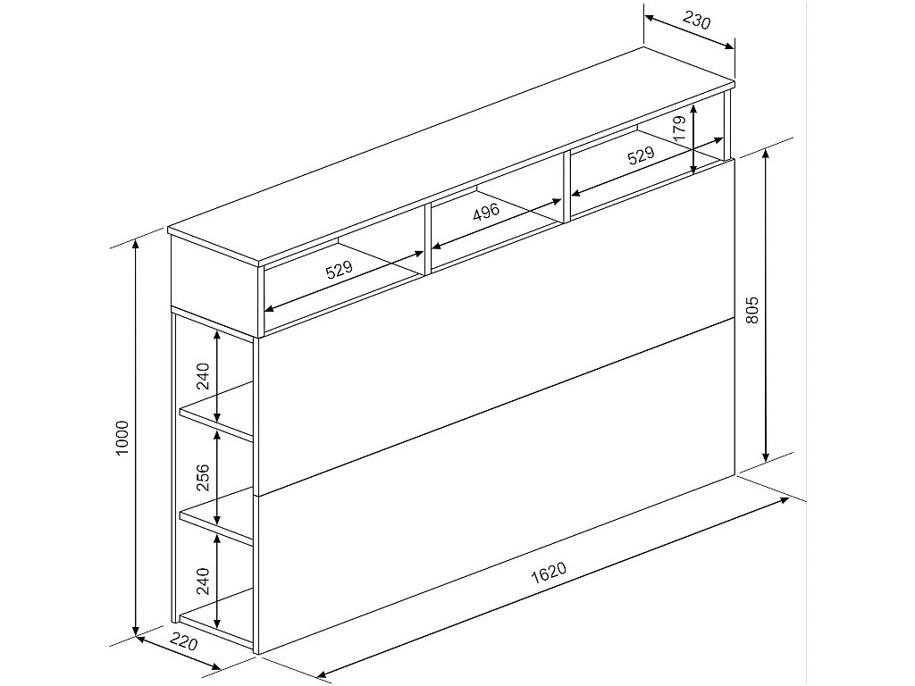 Testata letto con scomparti 160 cm Bianco e Rovere - NASTIA