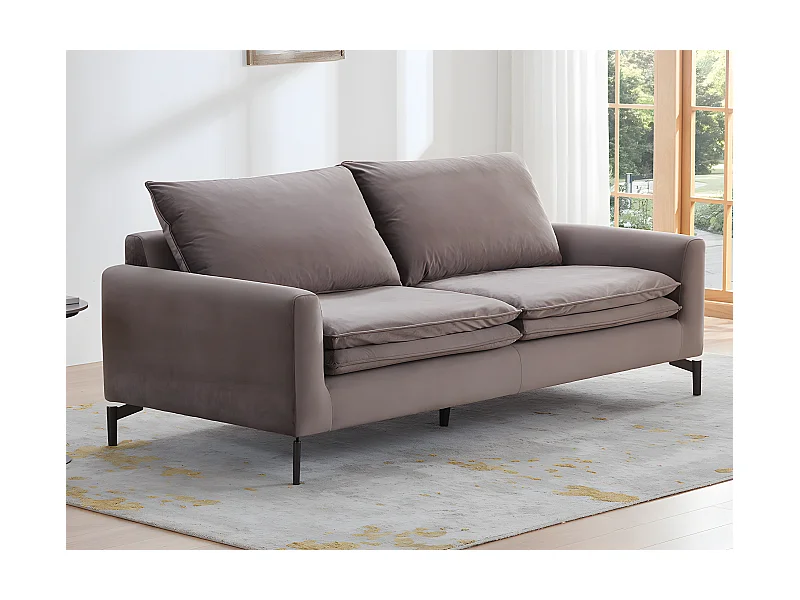 Sofa 3-Sitzer - Samt - Taupe - ISENA