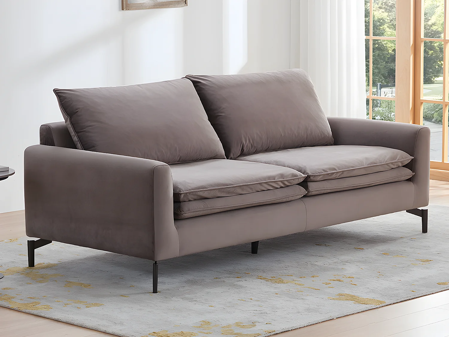 Kanapa 3-osobowa z weluru w kolorze taupe – ISENA