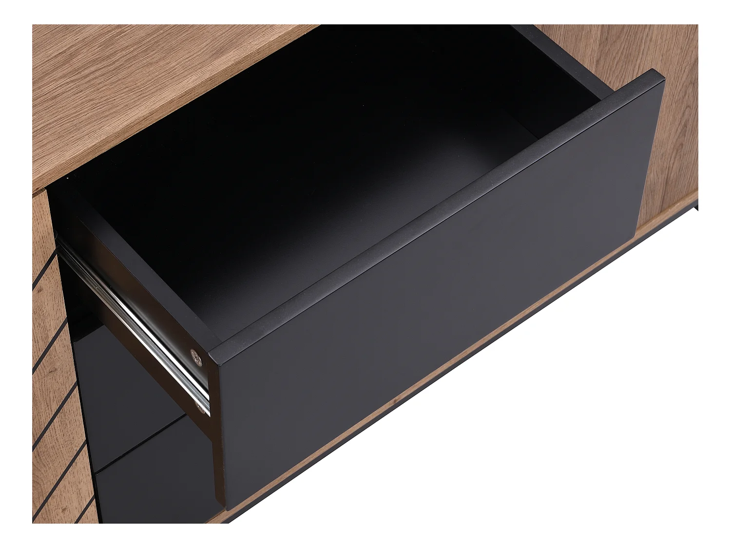 Buffetkast met 3 deuren en 3 laden - Mdf - Naturel en zwart - CARATANA